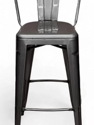 Industrial Pewter Glossy Metal Bar Stools w/Fully Welded Construction