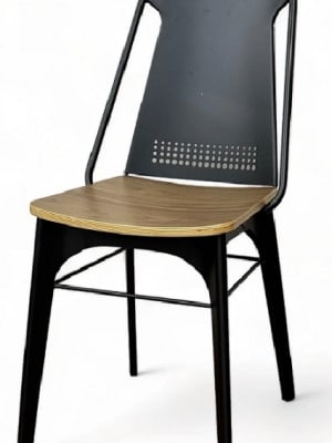 Black Metal Industrial Design with Plywood Seat