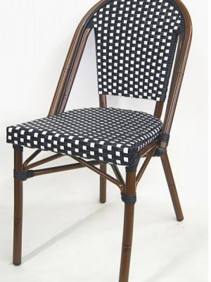 Black White Rattan Stacking Restaurant Chair