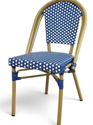 Blue White Rattan Stacking Restaurant Chair