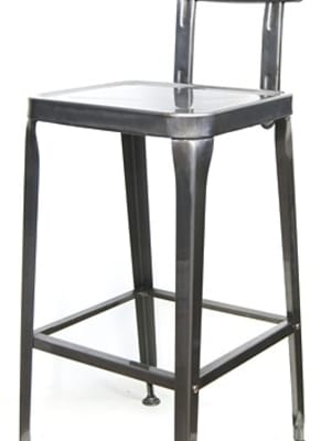 Industrial Metal  Bar stool in Pewter Glossy