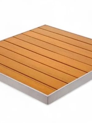 Natural Synthetic Teak Table Top with Silver Edge | Outdoor Dining