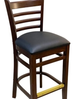 Ladder Back Wood Bar Stool with Padded Seat