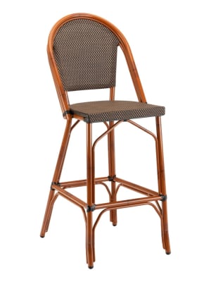 Rattan Bar Stool Textilene Basket Weave