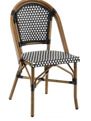 Rattan Bistro Aluminum Chair: Black White