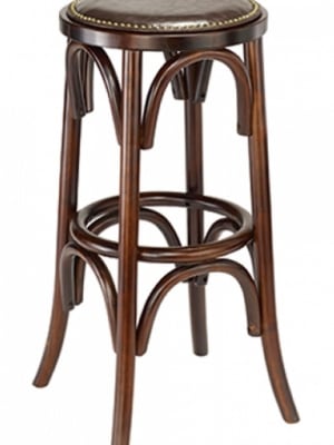 Rustic Oak Backless  Bent Wood Counter Bar Stool