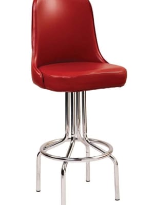 Upholstered Swivel Chrome Bar Stool