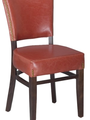 Restaurant Commercial Dining Chair | Wood Finish & Nail Head Design