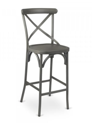 Cross Back Metal  Grey Bar Stool- Commercial Use