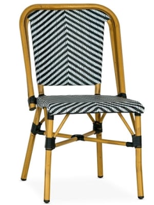 Rattan Black White Reverse Weave Aluminum Restaurant  Chair
