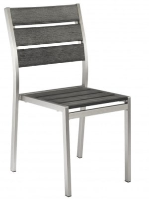 Teak Pewter Wood Slat Aluminum Silver Frame