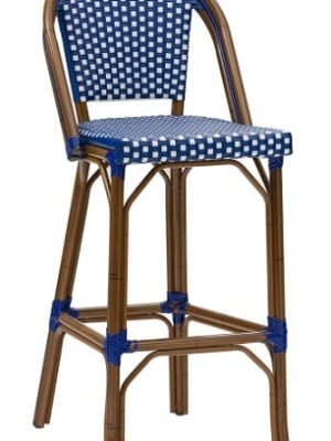 Rattan Aluminum  Bar Stools Blue/White or Black/White