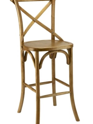 Rustic Cross Back Bar Stool Farm House: Natural