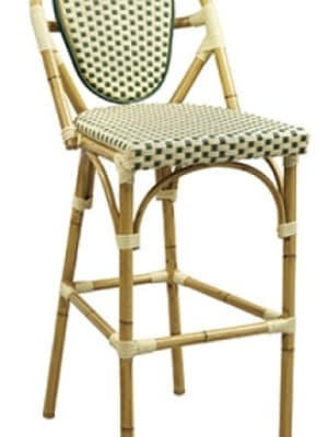 Rattan Beige / Green Bar Stool