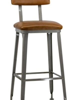 Metal Industrial Bar Stool: Padded Seat/ Back