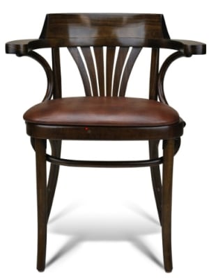 Upscale Bent Wood Fan Back Dining Arm Chair