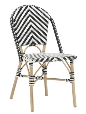 Rattan Bistro Black White Reverse V Chairs