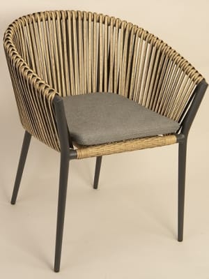 Weathered Wicker Rope Arm Outdoor Arm Chair