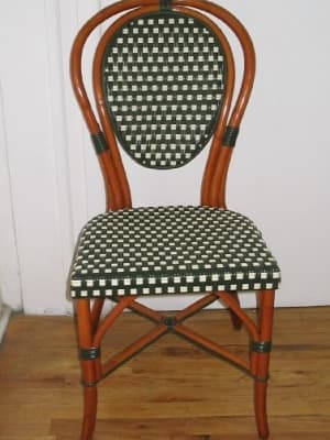 Rattan Wood Chairs:  Dark Green/Ivory