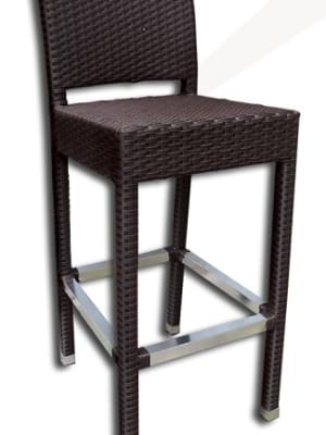 Wicker Weave Bar Stool  with Aluminum Foot Rest