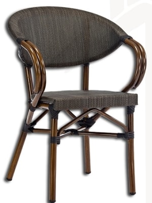Rattan Aluminum Espresso Mesh Arm Chair