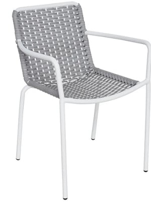 Outdoor Gray/White Wicker Arm Chair
