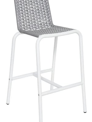 Outdoor Bar Stool Gray/White Wicker Weave