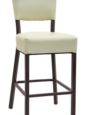 Upholstered Brown Metal  CrÃ¨me Vinyl Dining Chair