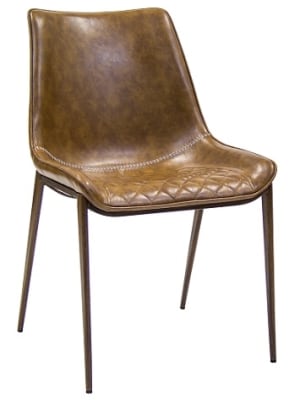 Brown  Wood Grain Metal Upholstered Chair