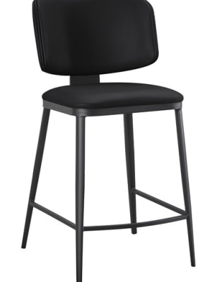 Upholstered Black Metal Bar Stool Vinyl Seating