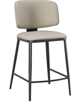Upholstered Cream  Metal Bar Stool Vinyl Seating