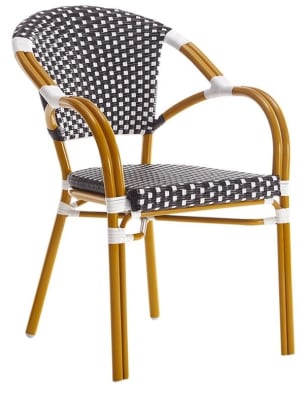Black /Ivory Rattan Aluminum Arm Chair