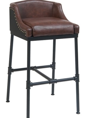 Industrial Bar Stool with Black Metal Upholstered Seat
