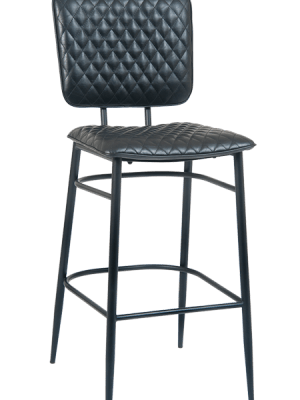 Black Metal Diamond Tuft Bar Stool