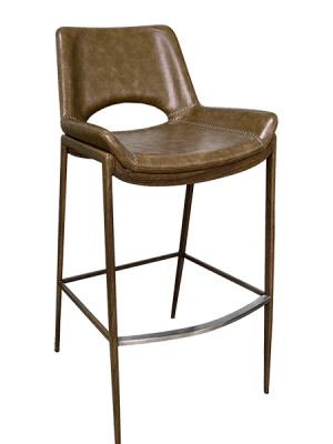 Distressed Tan-Brown Metal Restaurant Bar Stool