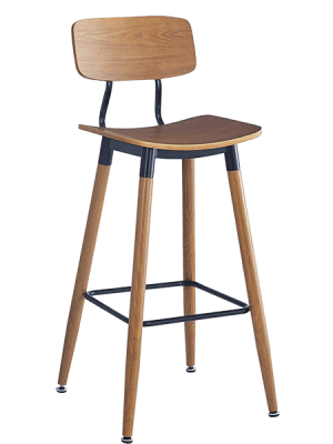 Industrial Steel Chair â€“ Light Cherry Wood Veneer Seat & Back