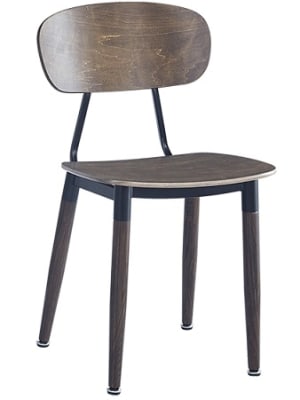 Industial Walnut Metal Chair with Walnut Wood Seat