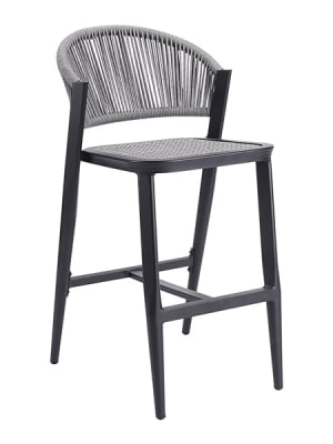 Rope Barstool Sling  Seat with  Black Aluminum Frame