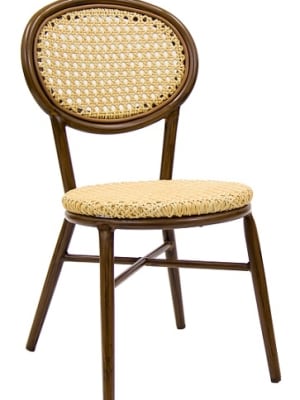 Rattan Brown Metal with Natural Cane Weave Aluminum Outdoor  Chair