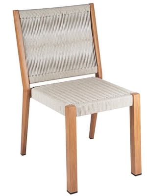 Modern Rope Weave Restaurant Chair | Wood Grain Aluminum CafÃ© Seating