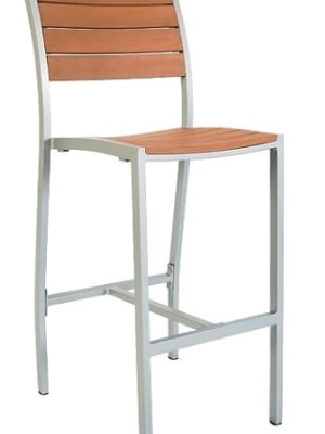 Teak Faux Slat Restaurant Outdoor Barstools with Grey Finish @ comfortable price