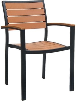 Teak Faux Slat Arm Chair with Black Frame