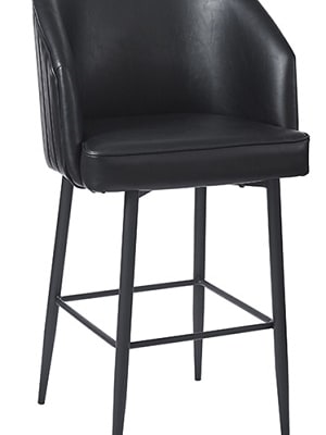 Black Barrel  Upholstered Arm Bar Stool