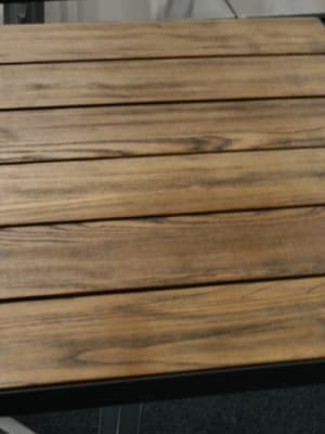 Teak Plank Wood  W/ Metal Edge Tabletop