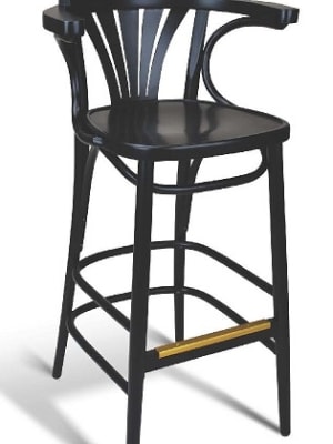 Fan Back European Bent Wood Arm Bar Stool