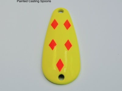 Painted Casting Fishing Spoon - Yellow with Orange Diamonds