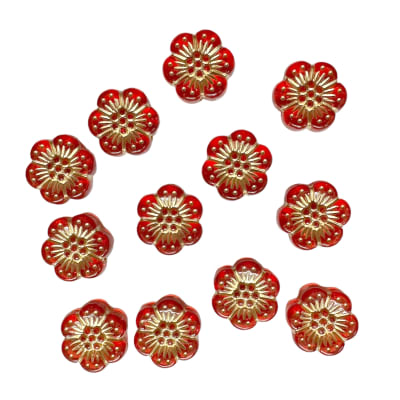 5 Czech Glass 20mm Hibiscus Flower Beads - Chalk White Full AB