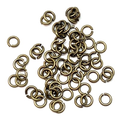 gold plated jump rings, jump rings, jumps, rings, gold plated, antique gold  plated, gold, 3mm, 22 gauge, 50 pieces, brass stamping, US made, nickel