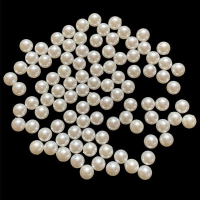 Gold Loose Acrylic Round Pearl Flat Back Cabochons Plastic Gems