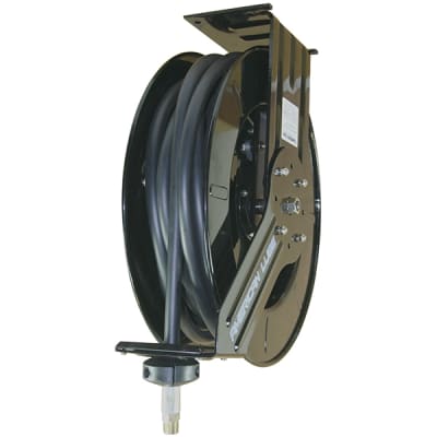 Roughneck Dual Grease/Oil Hose Reel with 50ft. Hoses, 1/4in. x 50ft. Grease  Hose, 1/2in. x 50ft. Oil Hose